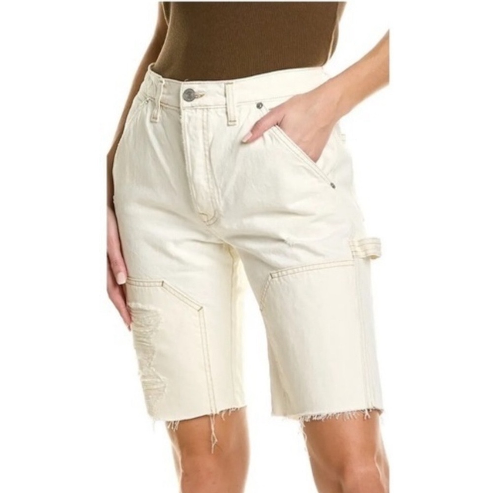 Frame Le Slouch Bermuda - Off White Utility Distressed